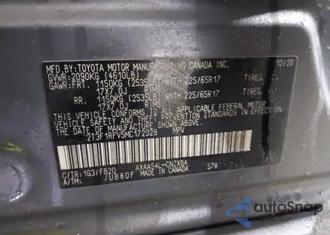 2021 Toyota Rav4 Le from USA, damaged, VIN 2T3F1RFV5MC172929